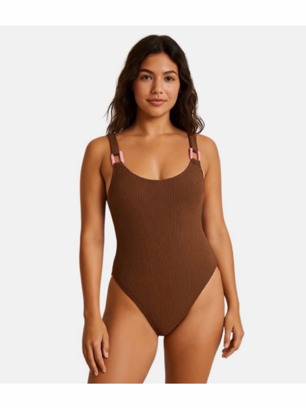 Brown and Pink Cheeky Swimsuit